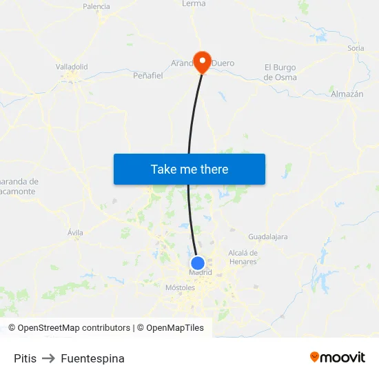 Pitis to Fuentespina map