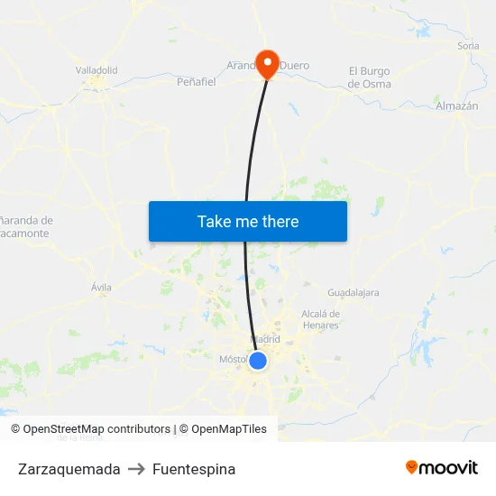 Zarzaquemada to Fuentespina map