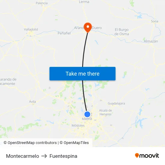 Montecarmelo to Fuentespina map