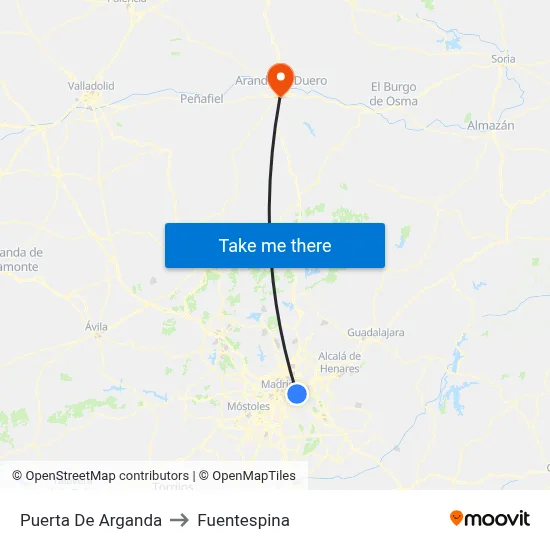 Puerta De Arganda to Fuentespina map