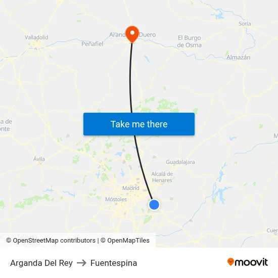 Arganda Del Rey to Fuentespina map