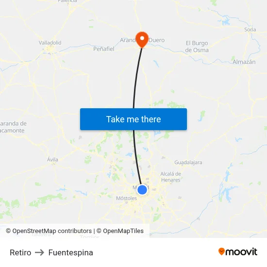 Retiro to Fuentespina map