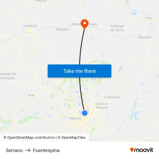 Serrano to Fuentespina map