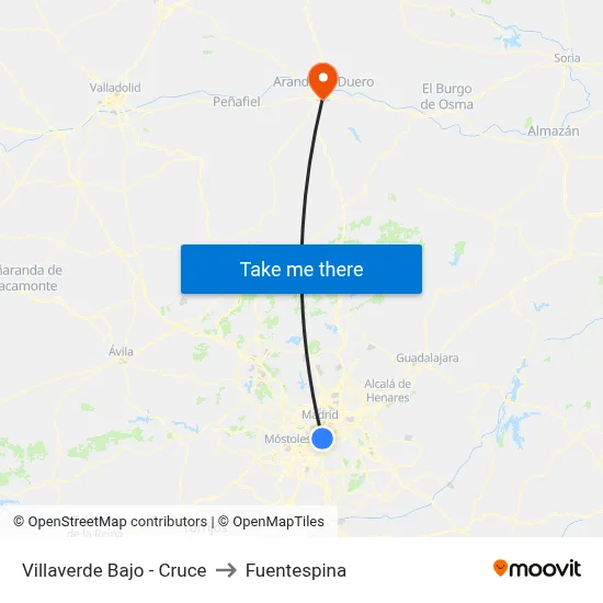 Villaverde Bajo - Cruce to Fuentespina map