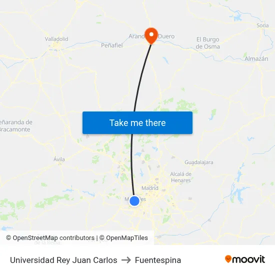 Universidad Rey Juan Carlos to Fuentespina map