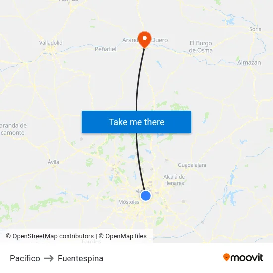 Pacífico to Fuentespina map