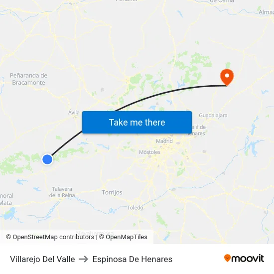 Villarejo Del Valle to Espinosa De Henares map