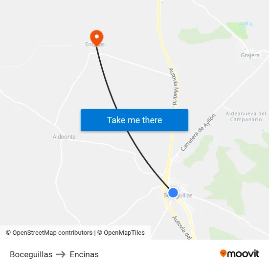 Boceguillas to Encinas map