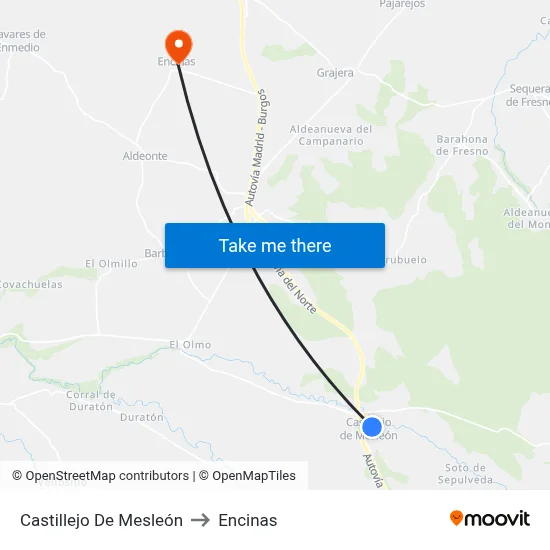 Castillejo De Mesleón to Encinas map