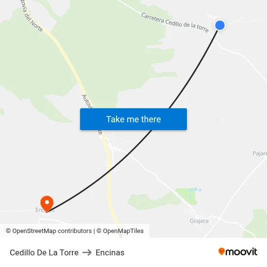 Cedillo De La Torre to Encinas map