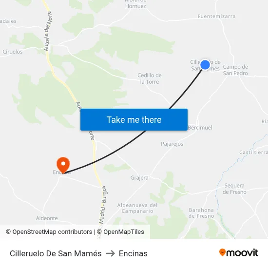 Cilleruelo De San Mamés to Encinas map