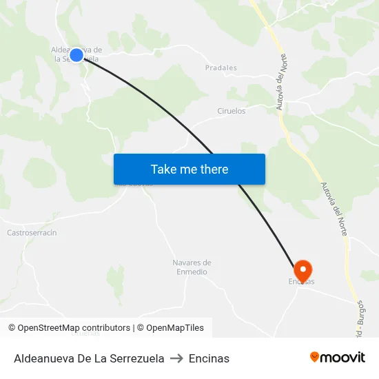 Aldeanueva De La Serrezuela to Encinas map