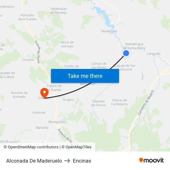 Alconada De Maderuelo to Encinas map