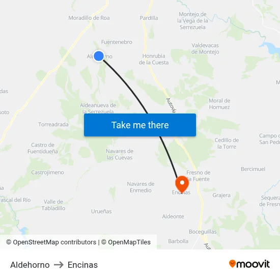Aldehorno to Encinas map