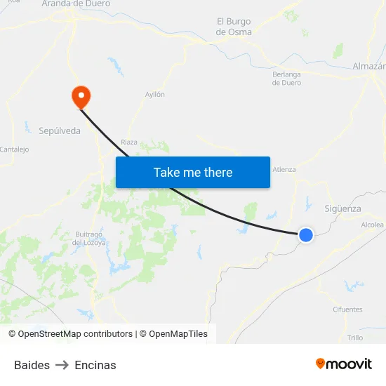 Baides to Encinas map