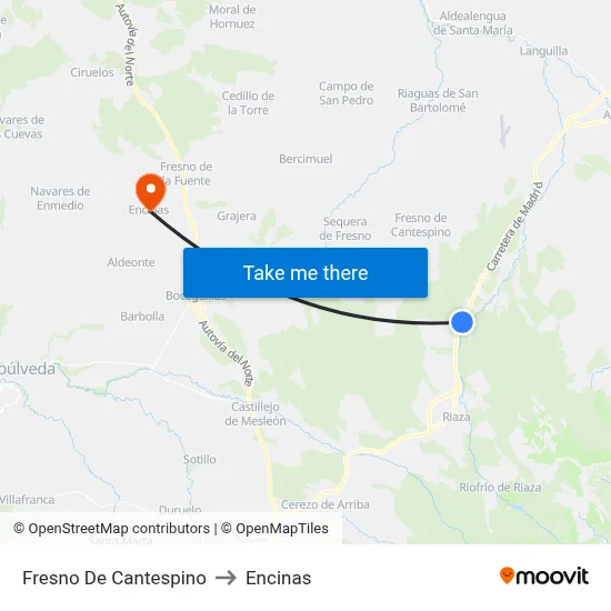 Fresno De Cantespino to Encinas map