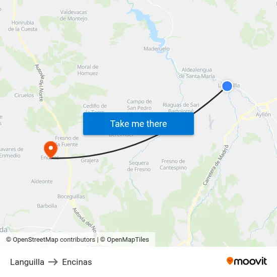 Languilla to Encinas map