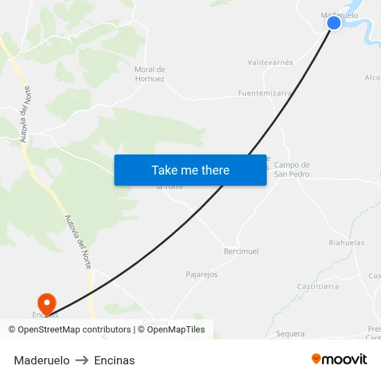 Maderuelo to Encinas map