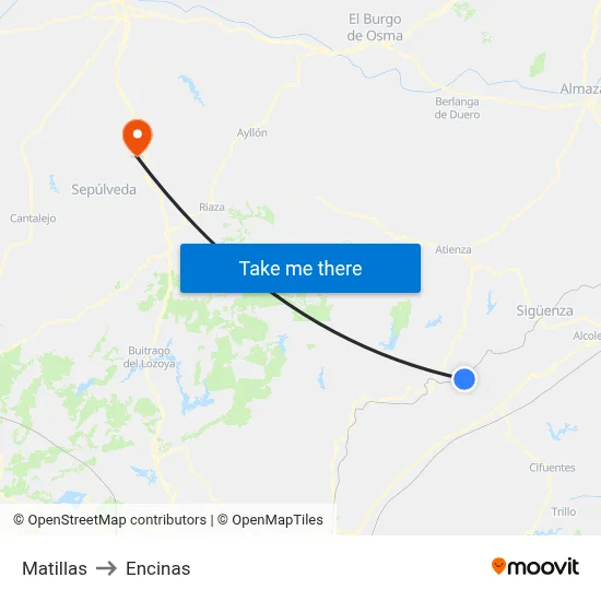Matillas to Encinas map