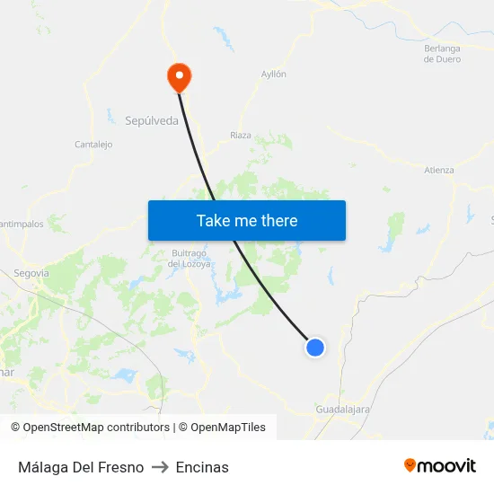 Málaga Del Fresno to Encinas map