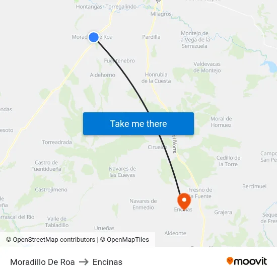 Moradillo De Roa to Encinas map