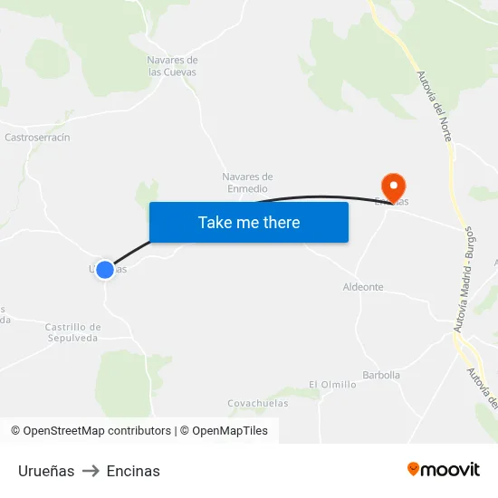 Urueñas to Encinas map