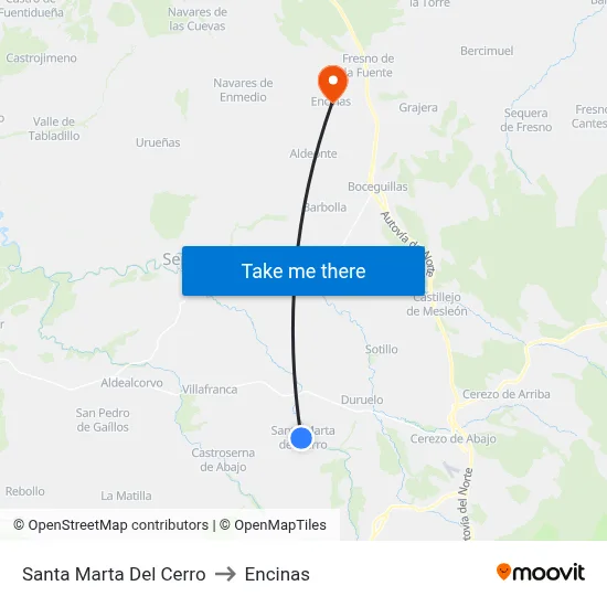 Santa Marta Del Cerro to Encinas map
