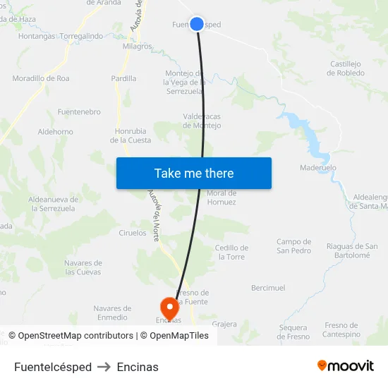 Fuentelcésped to Encinas map