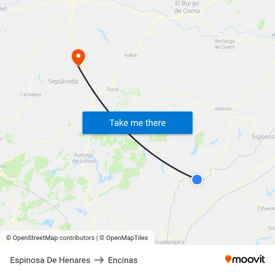 Espinosa De Henares to Encinas map