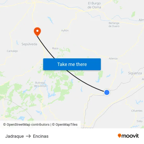 Jadraque to Encinas map