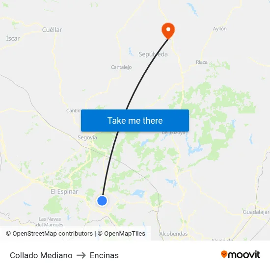 Collado Mediano to Encinas map