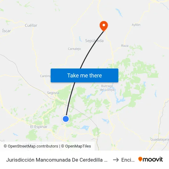 Jurisdicción Mancomunada De Cerdedilla Y Navacerrada to Encinas map