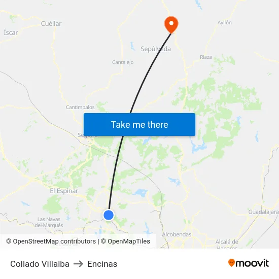Collado Villalba to Encinas map