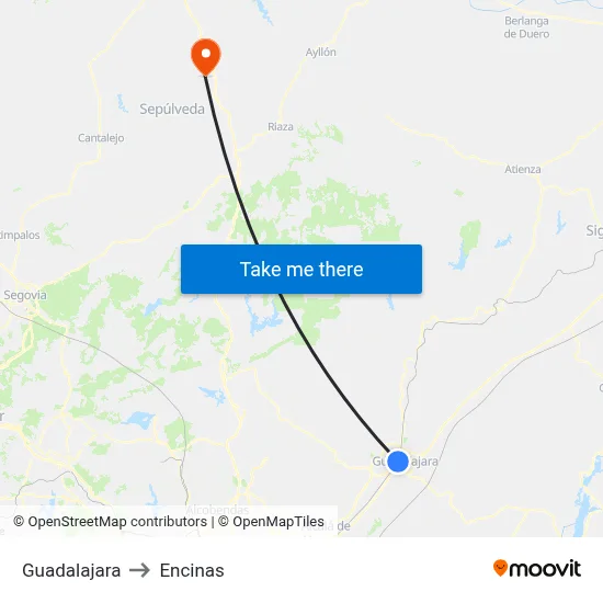 Guadalajara to Encinas map