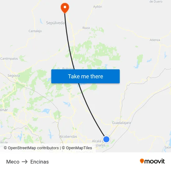 Meco to Encinas map
