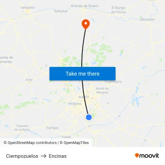 Ciempozuelos to Encinas map