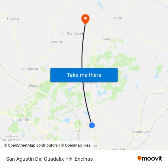San Agustín Del Guadalix to Encinas map