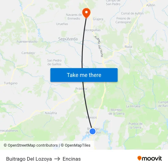 Buitrago Del Lozoya to Encinas map