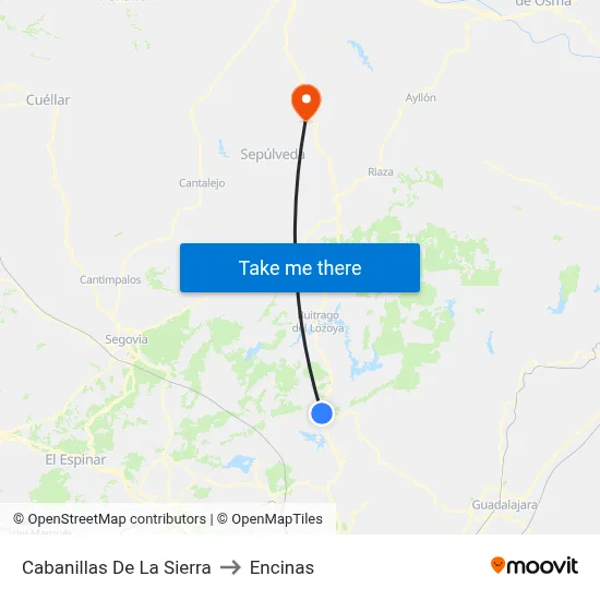 Cabanillas De La Sierra to Encinas map