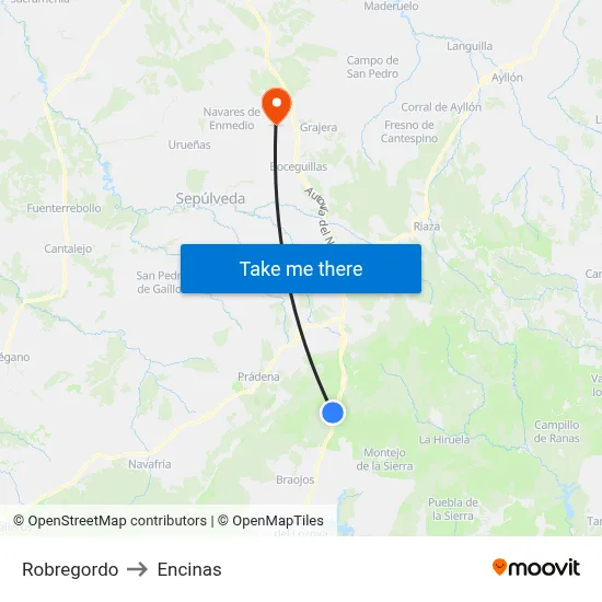 Robregordo to Encinas map