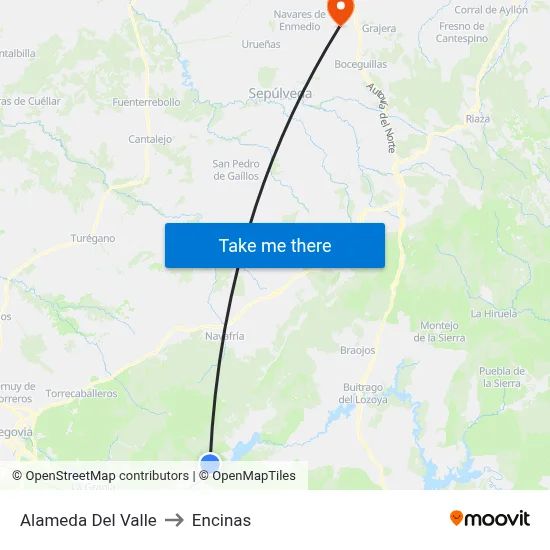 Alameda Del Valle to Encinas map