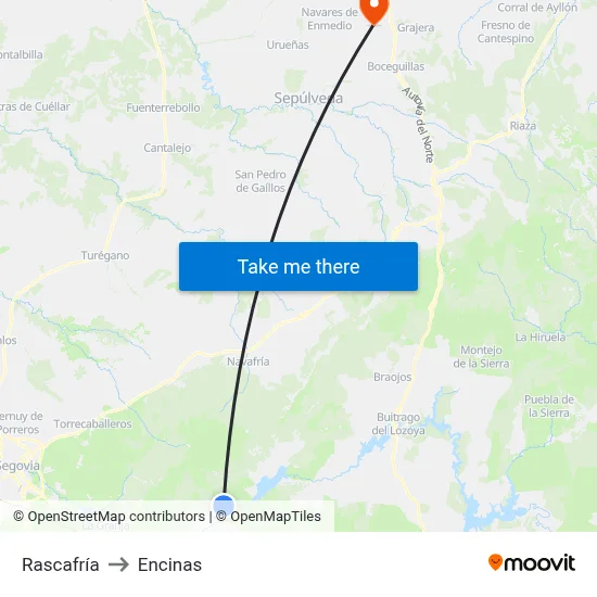 Rascafría to Encinas map