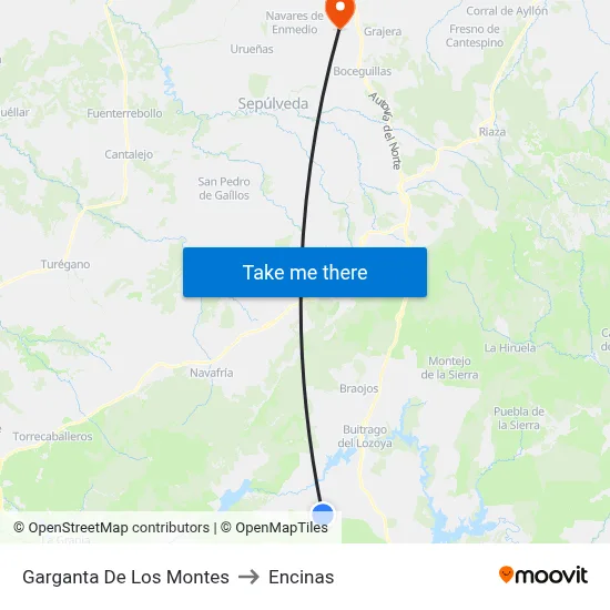 Garganta De Los Montes to Encinas map