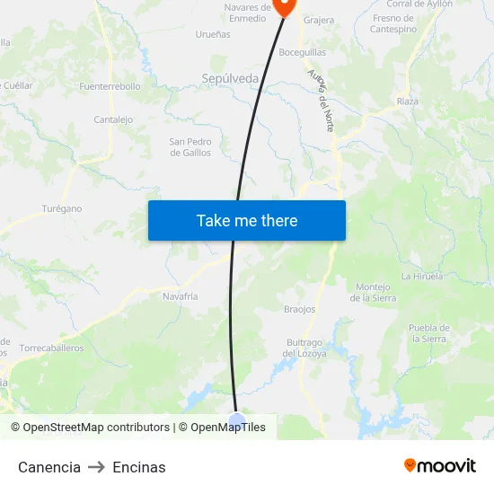 Canencia to Encinas map