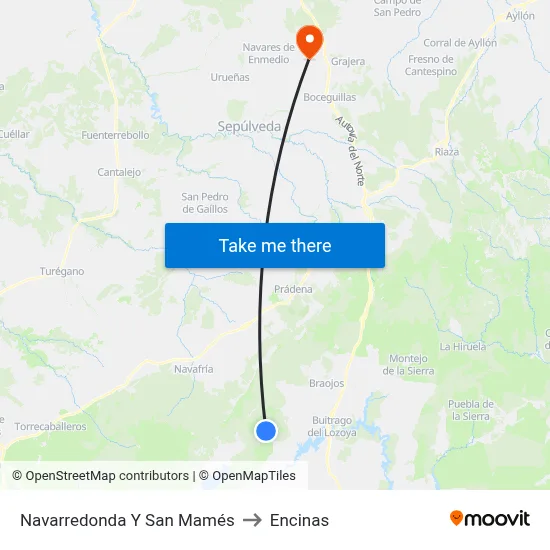 Navarredonda Y San Mamés to Encinas map