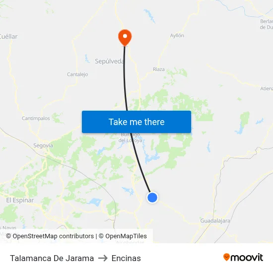 Talamanca De Jarama to Encinas map