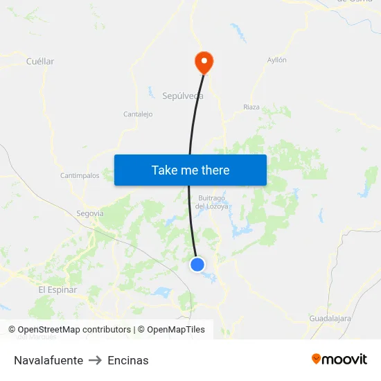 Navalafuente to Encinas map