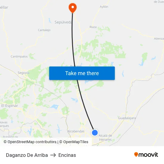 Daganzo De Arriba to Encinas map