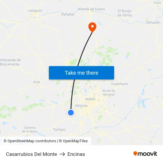 Casarrubios Del Monte to Encinas map