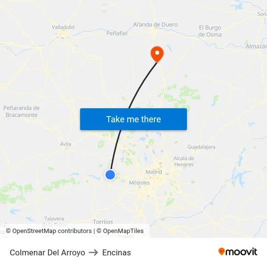 Colmenar Del Arroyo to Encinas map